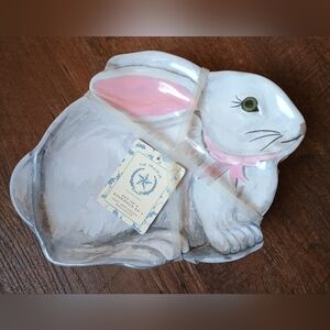 THE PRAIRIE Bunny Easter Melamine Plates Set (4) Rabbit Shaped Figural Dish NEW